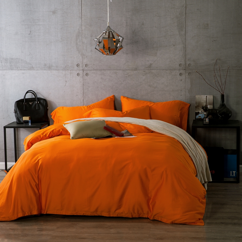 100% egyptian cotton bedding set excellent quality orange bed sheet/duvet cover couvre lit luxury bedding sets Queen king size