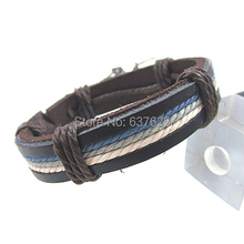 Fashion multicolor wax rope braided leather bracelet leather multi level unisex free shipping