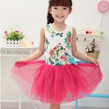 Summer Beautiful Kids Bowknot Tutu Flower Party Princess Tulle Dress Baby Girl Clothes