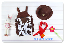 Fantasia cowboy baby costume infant toddler boy clothing set 3pcs hat scarf romper halloween purim event