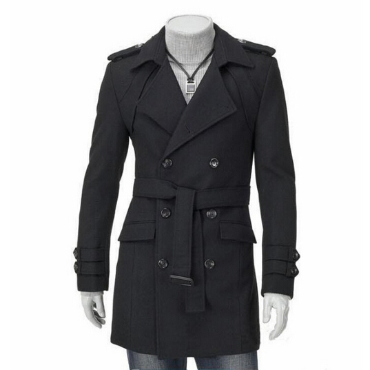 2015 New Fashion Slim Double Breasted Coat Windbreaker Autumn Winter Men British Style Slim Fit Long Trench Coat Jacket 13M0099