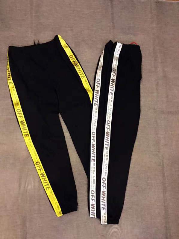 off white yellow stripe pants