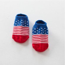 0-4Y Children Toddler Kids Baby Flag Pattern Cotton Anti-slip Casual Ankle Socks