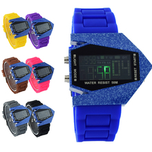 Hombres calientes de la venta de militar aptitud de los deportes estilo de cerámica del aeroplano en forma de colores de luz LED reloj Digital