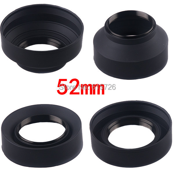52mm 3 Stage 3 in1 Collapsible Rubber Foldable Lens Hood 52 mm DSIR Lens for Canon