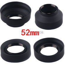 52mm 3-Stage 3 in1 Collapsible Rubber Foldable Lens Hood 52 mm DSIR Lens for Canon Nikon camera Free Shipping