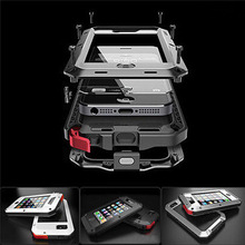 Free Shipping 1:1 Doom armor Dirt strong Waterproof Shockproof Metal Aluminum phone case For iphone 4 4s 5 5s 5c 6 4.7” 6 Plus