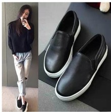 Promotional 2015 Casual Flat Heel Bow Knot Round Toe Slip On Black Loafer Shoes Autumn Comfortable Women Shoes