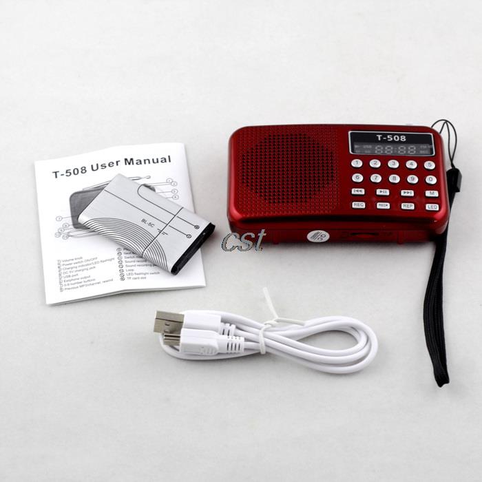 Portable Red Digital LED Light Stereo MINI FM Radio MP3 Music Player Speaker Support USB Disk