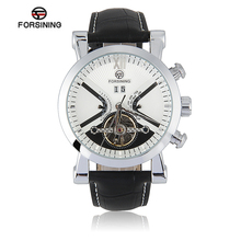 Luxury Brand FORSINING New Mechanical Watch Auto Flywheel Men s Watches Wristwatch Brown Leather relojs Free