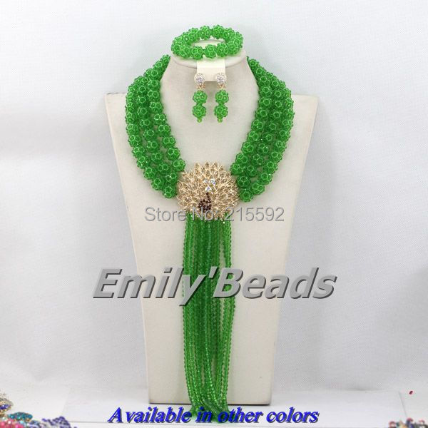 Здесь можно купить  Nigerian Green Beads Necklaces Jewelry Sets African Costume Jewelry Set 2014 New Big African Jewelry Sets Free Shipping AES977  Ювелирные изделия и часы
