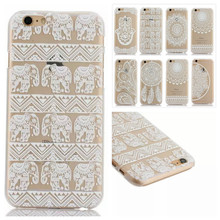 Mobile Phone Cases Luxury PC Clear Vintage White Paisley Flower Phone Bags Hard Housing Back Cover for iPhone 6 Plus 5.5″ Cases