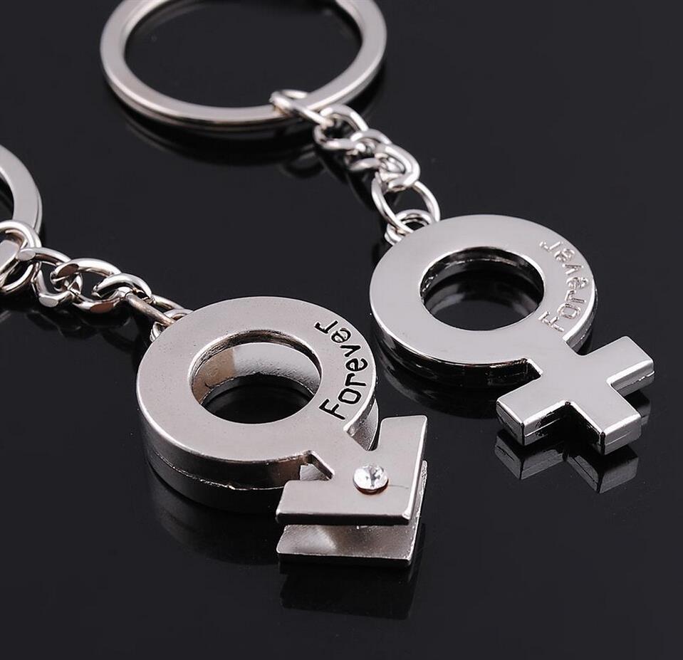 2pcs Fashion lovers' keychain car key chain metal gender symbol design