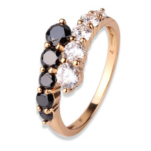 New Fashion 2016 Finger Midi Ring for Women 18K Gold Filled Rings White & Black Engagement Wedding Rings CZ Zircon Jewelry  R110