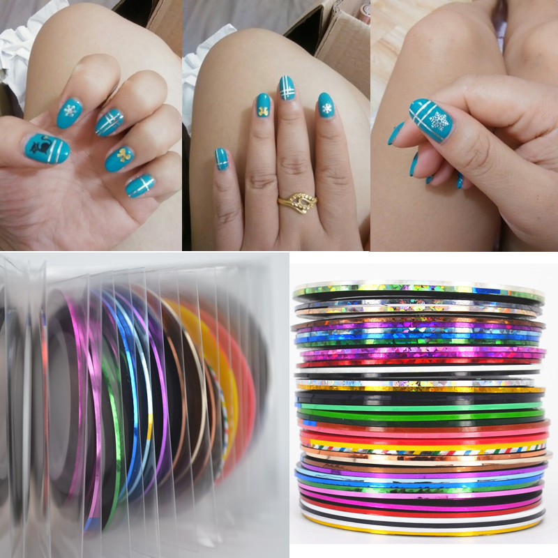 40 популярные 0.8 мм ногтей чередование ленты линия для ногтей украшения Diy ногтей самоклеящиеся пропуск инструменты
