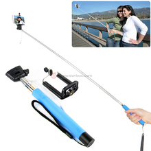 Brand New Fresh Self timer Cable Take Pole Selfie Stick Blue Monopod for ISO and Android