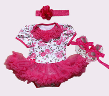 2015 Baby Girl Infant 3pcs Clothing Sets Tutu Romper Dress Jumpersuit Headband Shoes Christmas Bebe Birthday