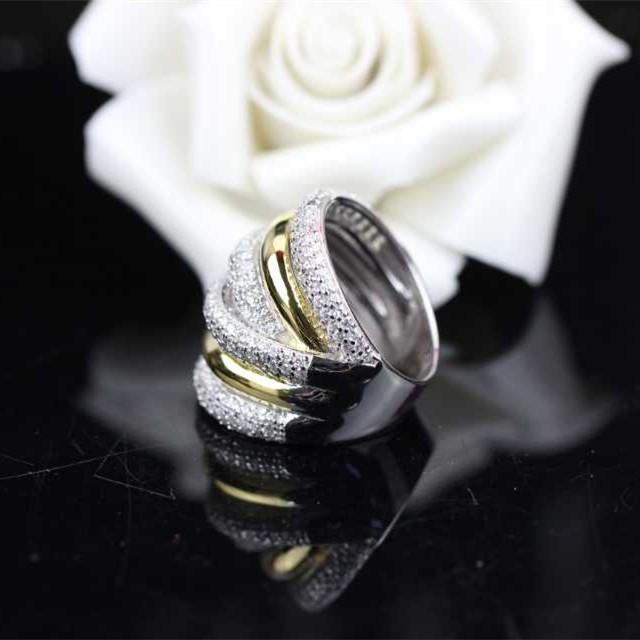 Free Shipment Designer Style Women Fashion Sterling Silver With Platinum/Gold Plated Zircon Ring