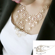Fashion New 2015 Jewelry Ethnic Hollow Flower Shape Imitation Rhinestone Necklace Collar Choker Necklace For Women