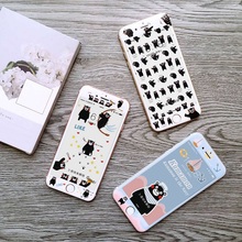 Hot Sale Rushed Tempered Film Anti-knock Cute Cartoon Japan Bear Kumamon Black White 3d Screen Protector For Iphones 6s 6plus