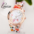 2016 HOT Fashion Women Watches Reloj Rose Flower Print Silicone Floral Jelly Dress Watches Girls Lady