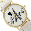 Overmal Women New Faux Leather Retro Tower Stripe Pattern Analog Quartz WristWatch Watches Freeshipping Wholesale