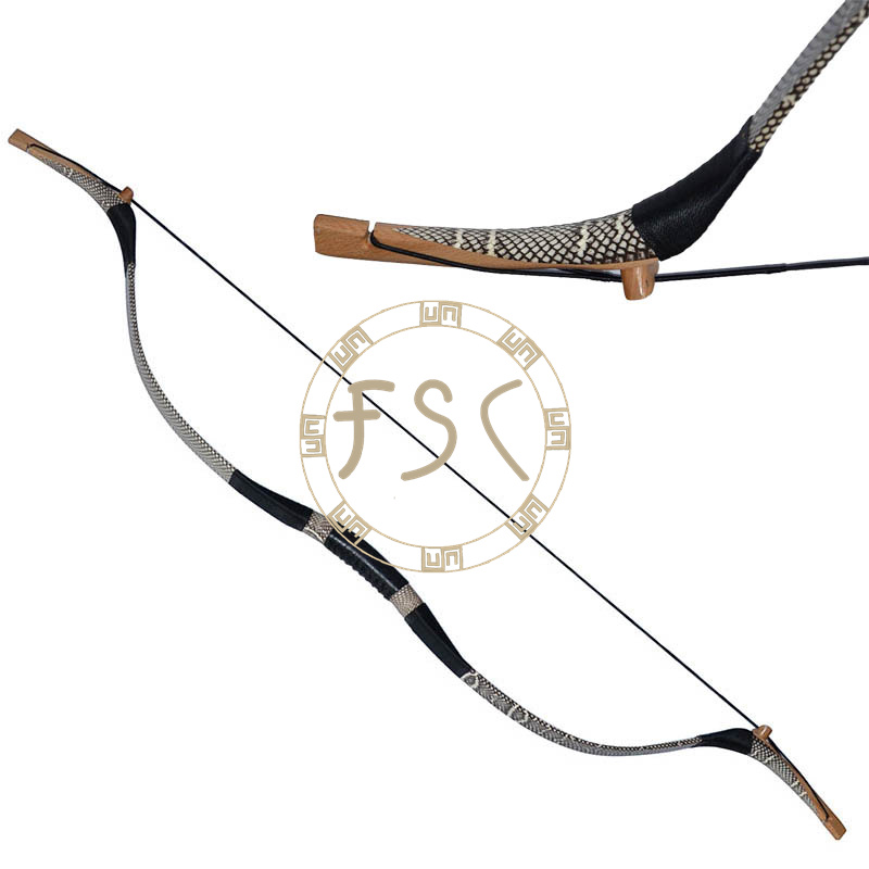 35lbs White Cobra Snakeskin recurve bow handmade wooden shooting long bow and arrow archery hunting Sport
