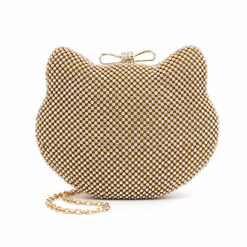Wholesale Cute Cat Shaped Evening Bag For Women Handbag Clutch Purse With Chain Gold Clutches ...