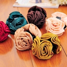 Korean Beauty Ribbon Rose Flower Bow Jaw Clip Barrette Hair Claws for Women Headwear Hair Accessories