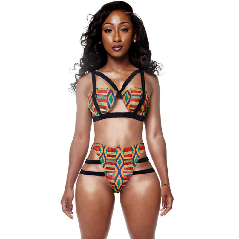 I New Fashion High Waist Swimsuit African Print Inspired Two Piece