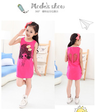 Top New 2016 summer girl dress baby girls vest dress cotton girl clothing hollow pocket bag hip baby casual dress Top sale A0064