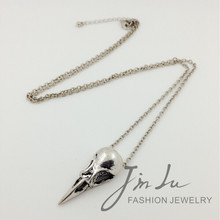 Personalized Vintage Punk Jewelry Necklace Antique Silver Necklace Bird Skull Pendant Necklace Gothic Necklace Free Shipping