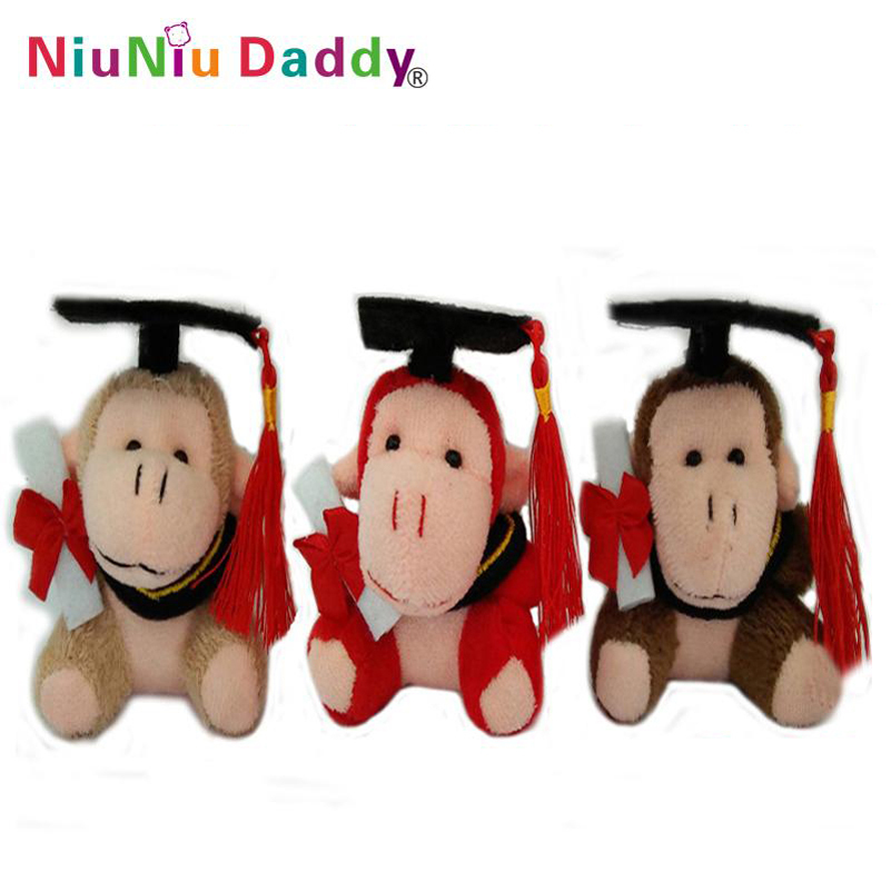 7cm graduation plush Monkey keychain with 3 colors Plush toys wholesale 60pcs/lot
