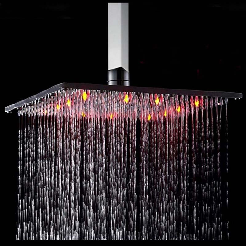 LED Ceiling Mounted Chrome Brass Rain Shower Head Shower Arm Top Sprayer NEW