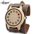 Punk style Mens Watches Top Brand Luxury Antique Bamboo Wooden 12 Holes Quartz Watches With big