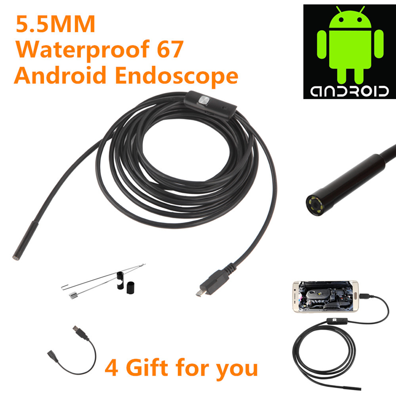 5.5mm 3.5 Meters Focus Camera Lens USB Cable Waterproof 6 LED Android Endoscope 1/9
