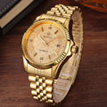 Luxury Gold Fashion Mens Watches Casual Crystal Dial Date Automatic Mechanical Stainless Steel Sport Wrist Watches