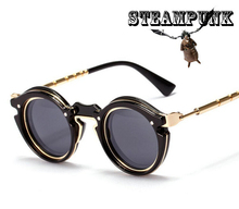 Retro Steampunk Designer Sunglass Men 2015 New Fashion Round Sunglasses Brand Women Men Vintage Sun Glasses Oculos de sol