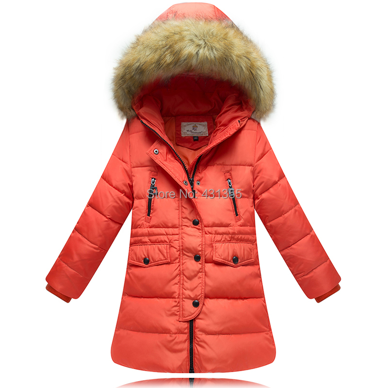 2014 winter thick Children long sections down jacket kids girls down jacket suit for -40 temperture duck feathers inside it