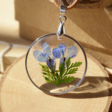 Handmade Epoxy Natural Flower Long Necklaces & Pendants Vintage Bronze Rope Chain Necklace Jewelry Accessories