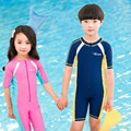 YKK Zipper Short Sleeve Swimsuit One Piece Anti Uv Swimwear Children Boy Wetsuit Beach Wear Girls