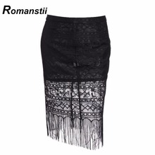 Sexy Summer Black Lace Short Mini High Waist Women Skirts Female Lady Femme Femininas Feminine Gothic Punk Rave Fringe Kilt 2016