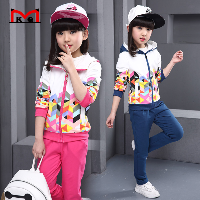 Children's clothing 4 female child spring set 5 child hoody 7 child spring and autumn long-sleeve sports 9 twinset