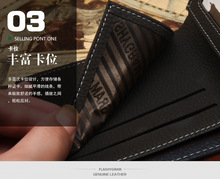 Hot 2015 New Designer brand business black leather Men wallets short purse card holder fashion carteira