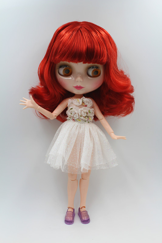 Blygirl人形ワイン赤短い髪ブライス継手本体人形ファッションでき変更メイク