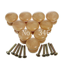 10pcs/set 25mm Natural Wooden Mushroom Shaped Cabinet Knob Drawer Wardrobe Door Pull Handle Hardware
