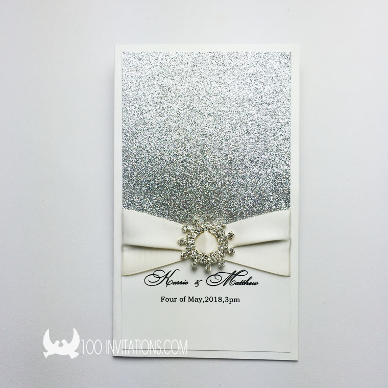 Silver glitzy wedding invitations