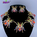 Zinc Alloy Animal Tarantula Spider Necklace Earrings Set W Rhinestone Crystals For Halloween 5 Colors