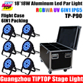 Customized 6in1 Road Case Pack IP65 18x18W RGBWA UV 6in1 Waterproof DMX LED Par light DMX512