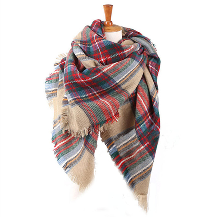 Women-Winter-Europe-style-fashion-za-scarf-large-size-square-plaid-handkerchief-scarf-tassel-brand-tartan